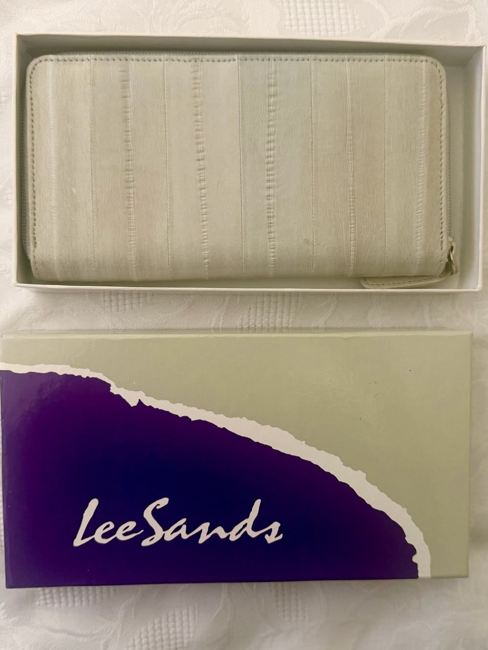 Ivory Zipper Wallet - Elegant Women's Leather Clutch